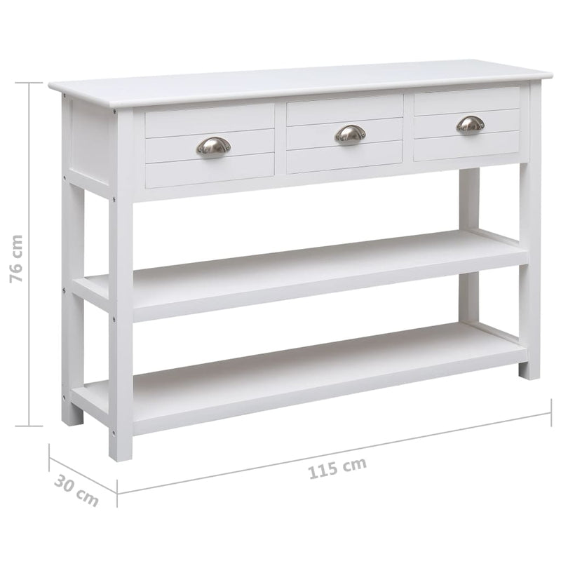 Sideboard White 115x30x76 cm Wood