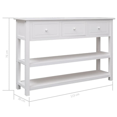 Sideboard White 115x30x76 cm Wood