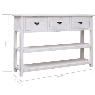 Sideboard Antique White 115x30x76 cm Wood