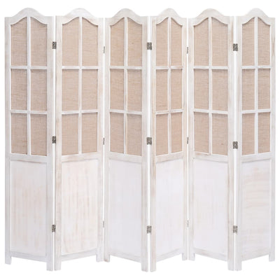 6-Panel Room Divider White 210x165 cm Fabric