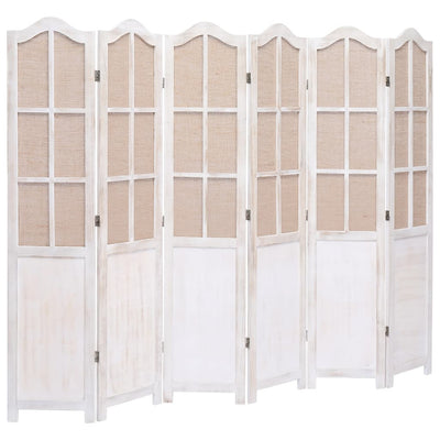 6-Panel Room Divider White 210x165 cm Fabric