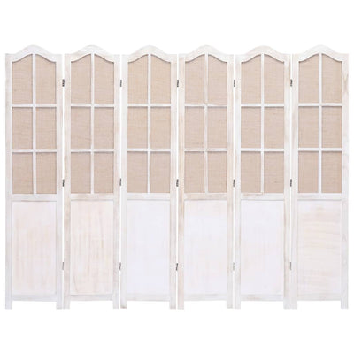 6-Panel Room Divider White 210x165 cm Fabric