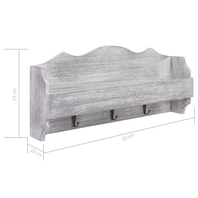 Wall Mounted Coat Rack Grey 50x10x23 cm Wood