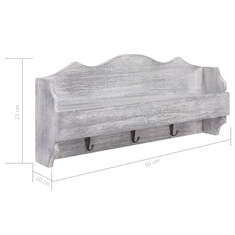 Wall Mounted Coat Rack Grey 50x10x23 cm Wood