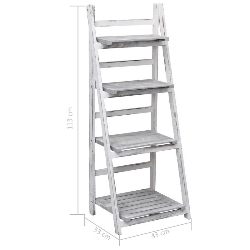 4-Tier Plant Stand Grey 43x33x113 cm Wood