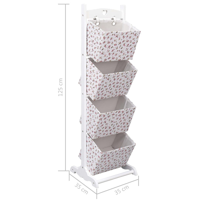 4-Layer Basket Rack Flower 35x35x125 cm Wood