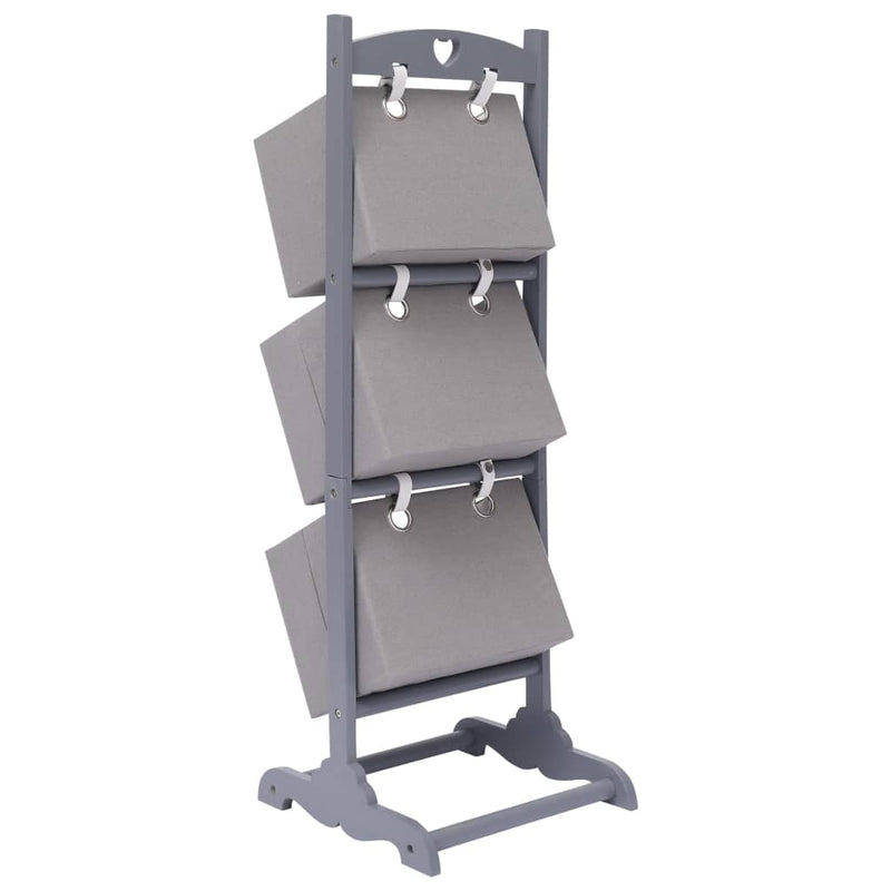 3-Layer Basket Rack Dark Grey 35x35x102 cm Wood