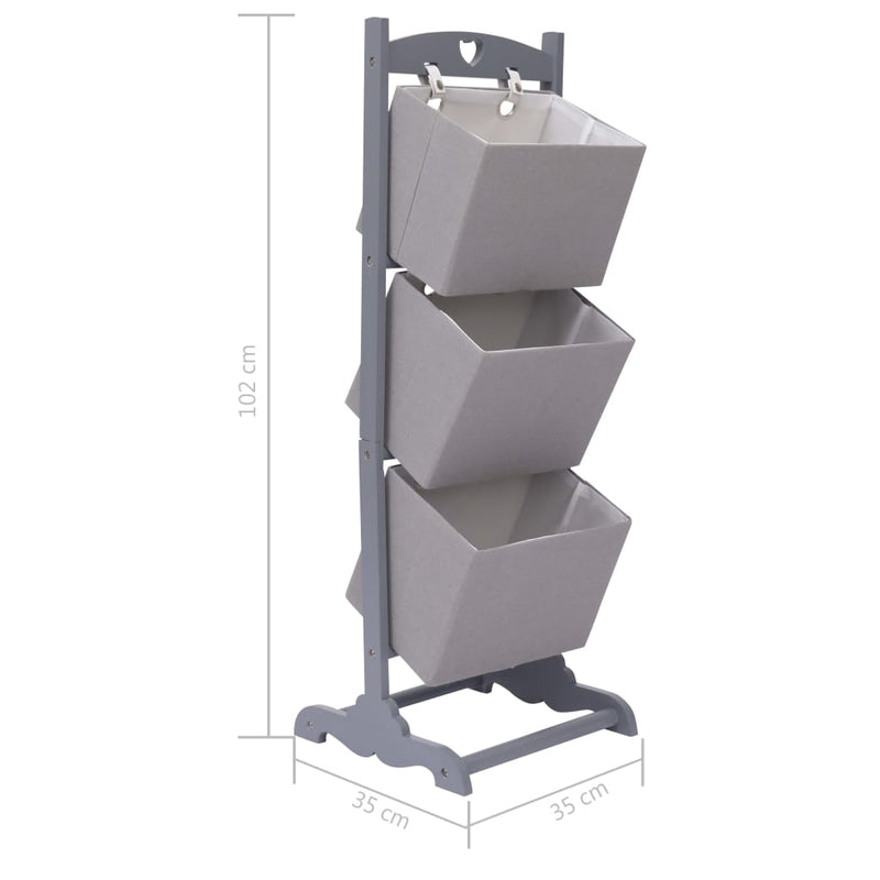 3-Layer Basket Rack Dark Grey 35x35x102 cm Wood