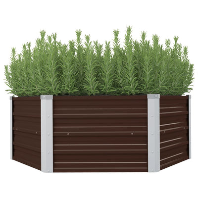 Raised Garden Bed Brown 129x129x46 cm Galvanised Steel