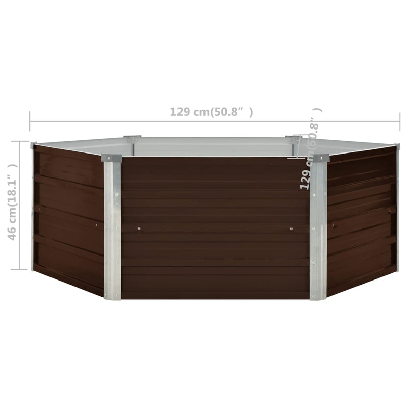 Raised Garden Bed Brown 129x129x46 cm Galvanised Steel