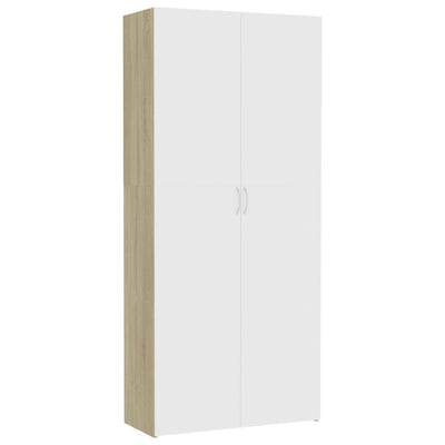 Storage Cabinet White and Sonoma Oak 80x35.5x180 cm Engineered Wood