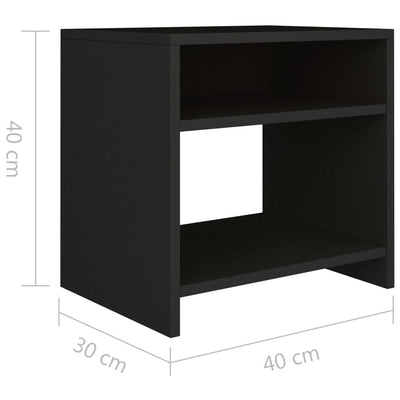 Bedside Cabinet Black 40x30x40 cm Engineered Wood