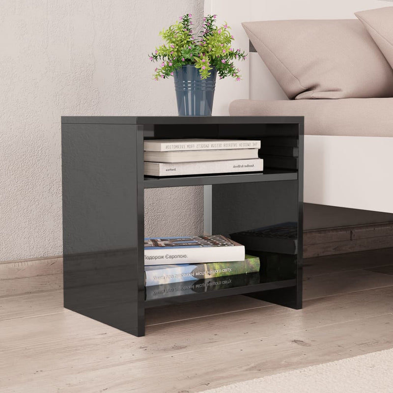 Bedside Cabinet High Gloss Black 40x30x40 cm Engineered Wood