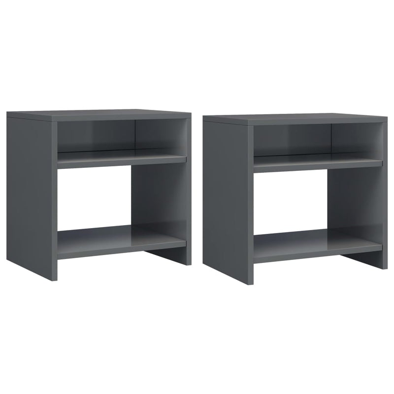 Bedside Cabinets 2 pcs High Gloss Grey 40x30x40 cm Engineered Wood