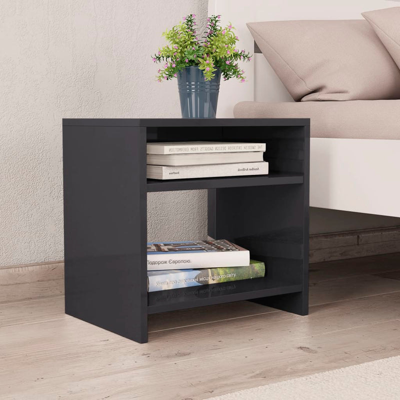 Bedside Cabinets 2 pcs High Gloss Grey 40x30x40 cm Engineered Wood