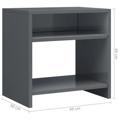 Bedside Cabinets 2 pcs High Gloss Grey 40x30x40 cm Engineered Wood