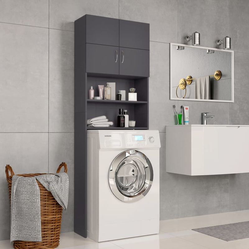 Washing Machine Cabinet Grey 64x25.5x190 cm Engineered Wood