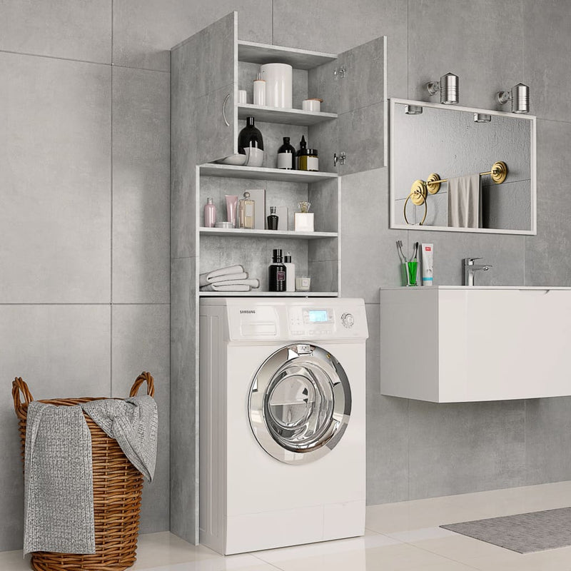 Washing Machine Cabinet Concrete Grey 64x25.5x190 cm Engineered Wood