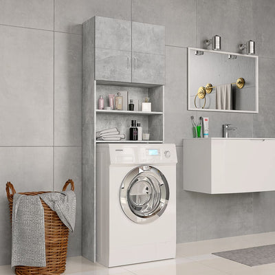 Washing Machine Cabinet Concrete Grey 64x25.5x190 cm Engineered Wood