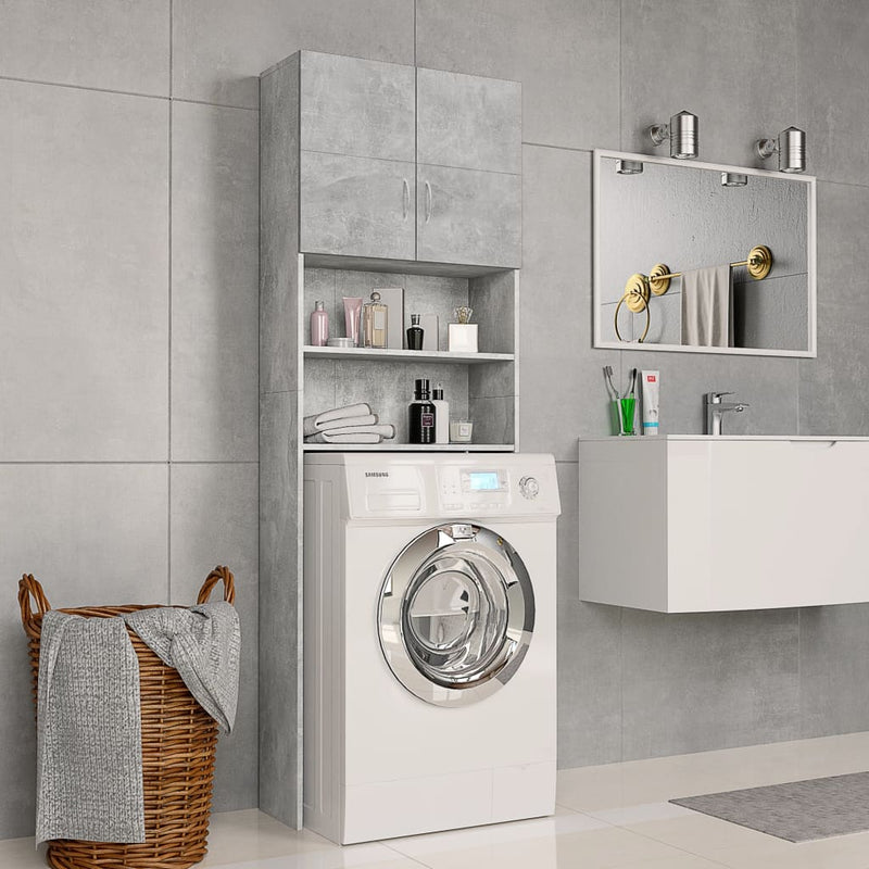 Washing Machine Cabinet Concrete Grey 64x25.5x190 cm Engineered Wood