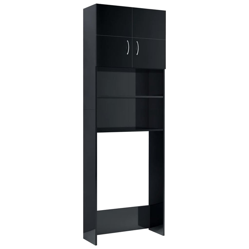 Washing Machine Cabinet High Gloss Black 64x25.5x190 cm