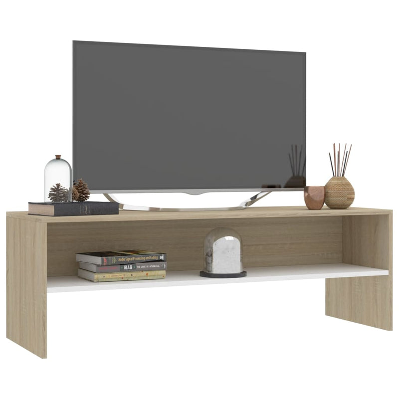 TV Cabinet White and Sonoma Oak 120x40x40 cm Engineered Wood