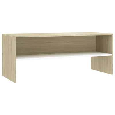 TV Cabinet White and Sonoma Oak 100x40x40 cm Engineered Wood