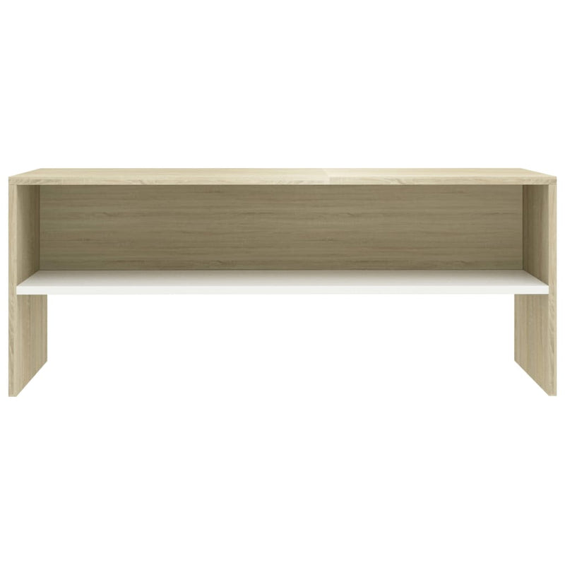 TV Cabinet White and Sonoma Oak 100x40x40 cm Engineered Wood