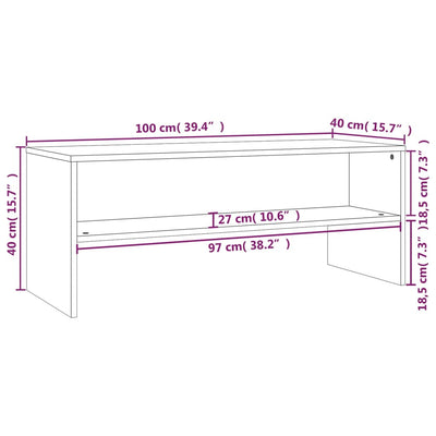 TV Cabinet White and Sonoma Oak 100x40x40 cm Engineered Wood