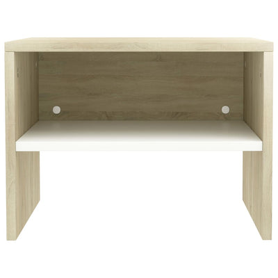 Bedside Cabinet White and Sonoma Oak 40x30x30 cm Engineered Wood