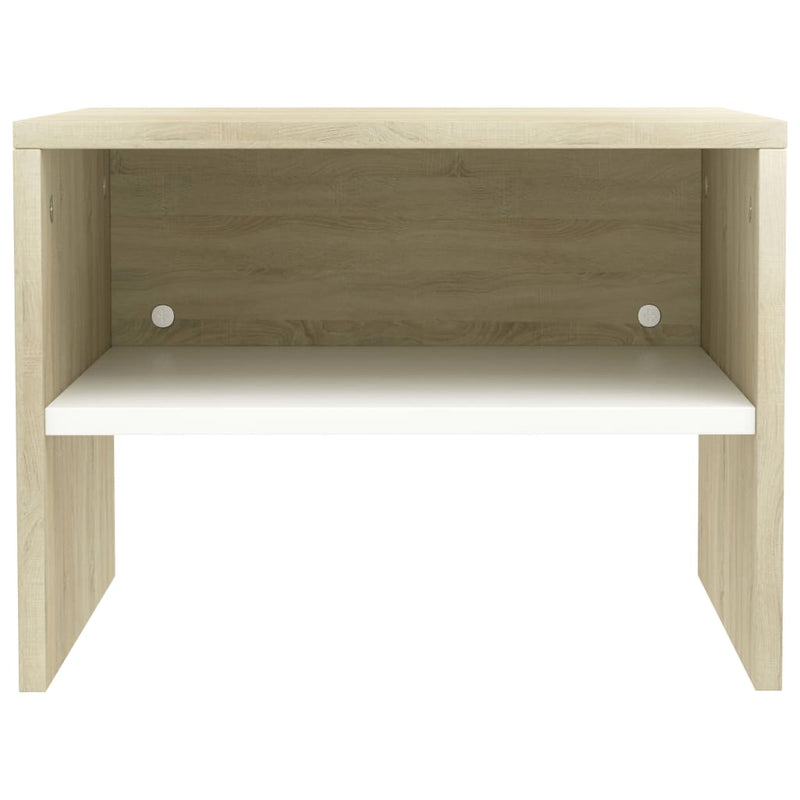 Bedside Cabinet White and Sonoma Oak 40x30x30 cm Engineered Wood