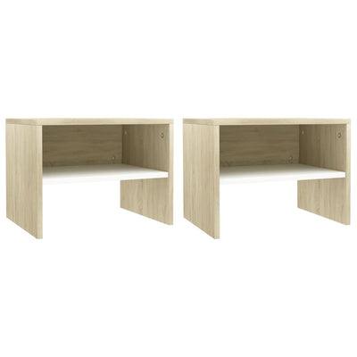 Bedside Cabinets 2 pcs White and Sonoma Oak 40x30x30 cm