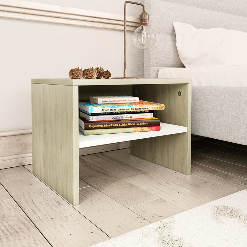 Bedside Cabinets 2 pcs White and Sonoma Oak 40x30x30 cm