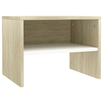 Bedside Cabinets 2 pcs White and Sonoma Oak 40x30x30 cm