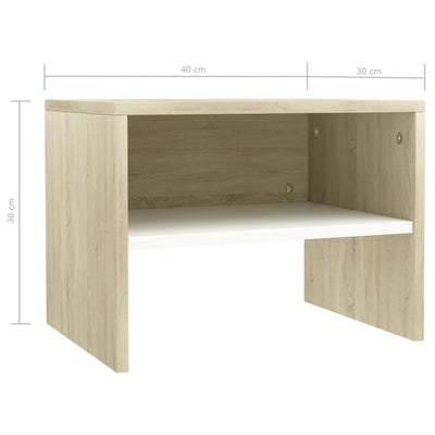 Bedside Cabinets 2 pcs White and Sonoma Oak 40x30x30 cm