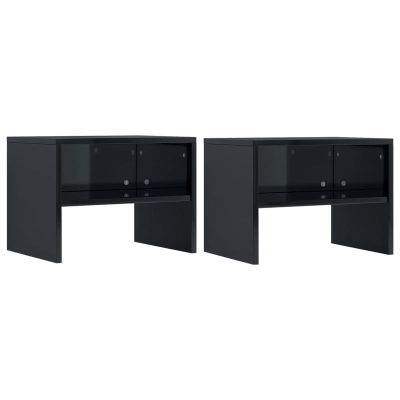 Bedside Cabinets 2 pcs High Gloss Black 40x30x30 cm Engineered Wood