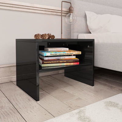 Bedside Cabinets 2 pcs High Gloss Black 40x30x30 cm Engineered Wood