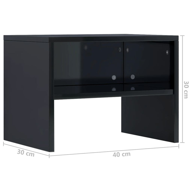 Bedside Cabinets 2 pcs High Gloss Black 40x30x30 cm Engineered Wood