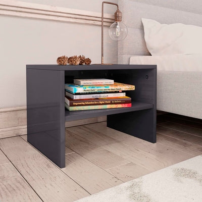 Bedside Cabinets 2 pcs High Gloss Grey 40x30x30 cm Engineered Wood