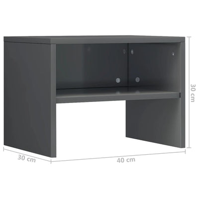 Bedside Cabinets 2 pcs High Gloss Grey 40x30x30 cm Engineered Wood