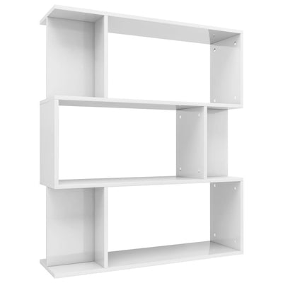 Book Cabinet/Room Divider High Gloss White 80x24x96 cm