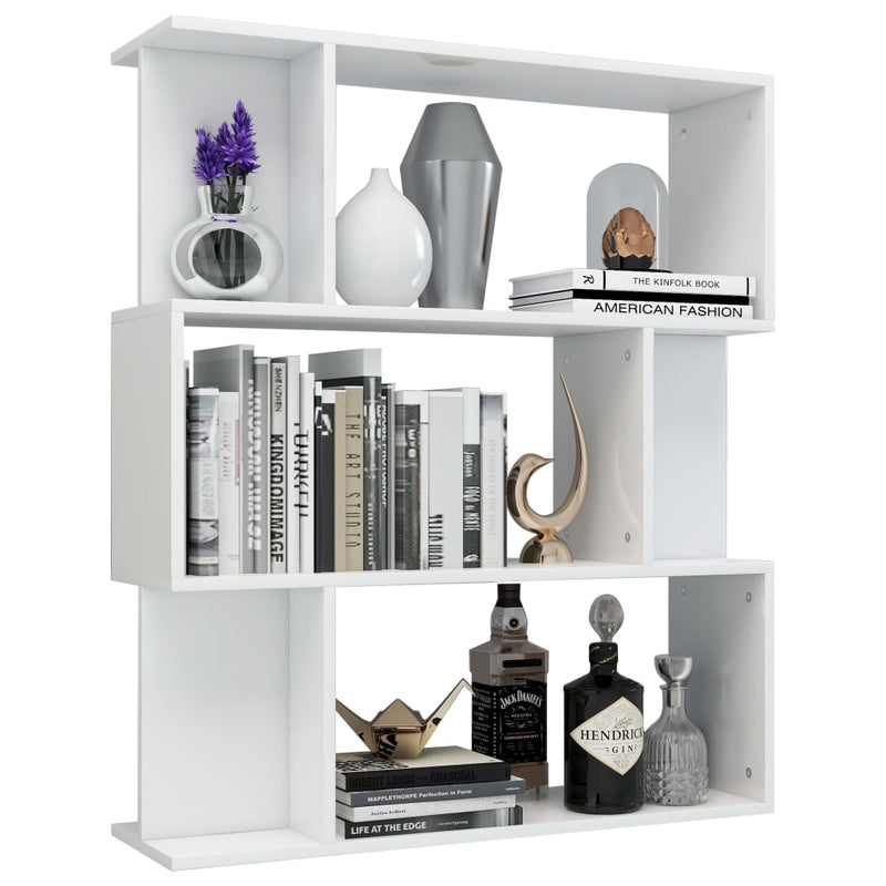 Book Cabinet/Room Divider High Gloss White 80x24x96 cm