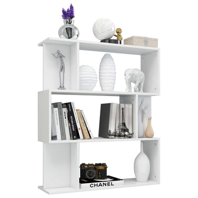 Book Cabinet/Room Divider High Gloss White 80x24x96 cm