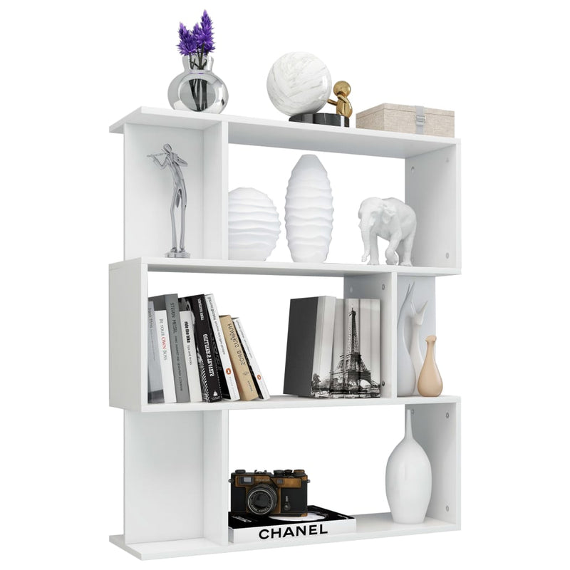 Book Cabinet/Room Divider High Gloss White 80x24x96 cm