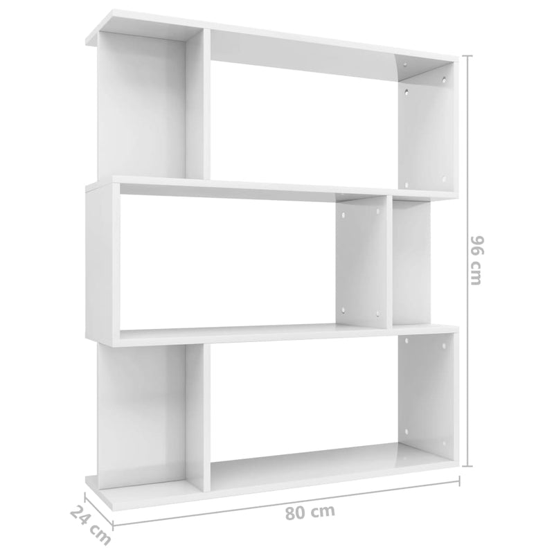 Book Cabinet/Room Divider High Gloss White 80x24x96 cm