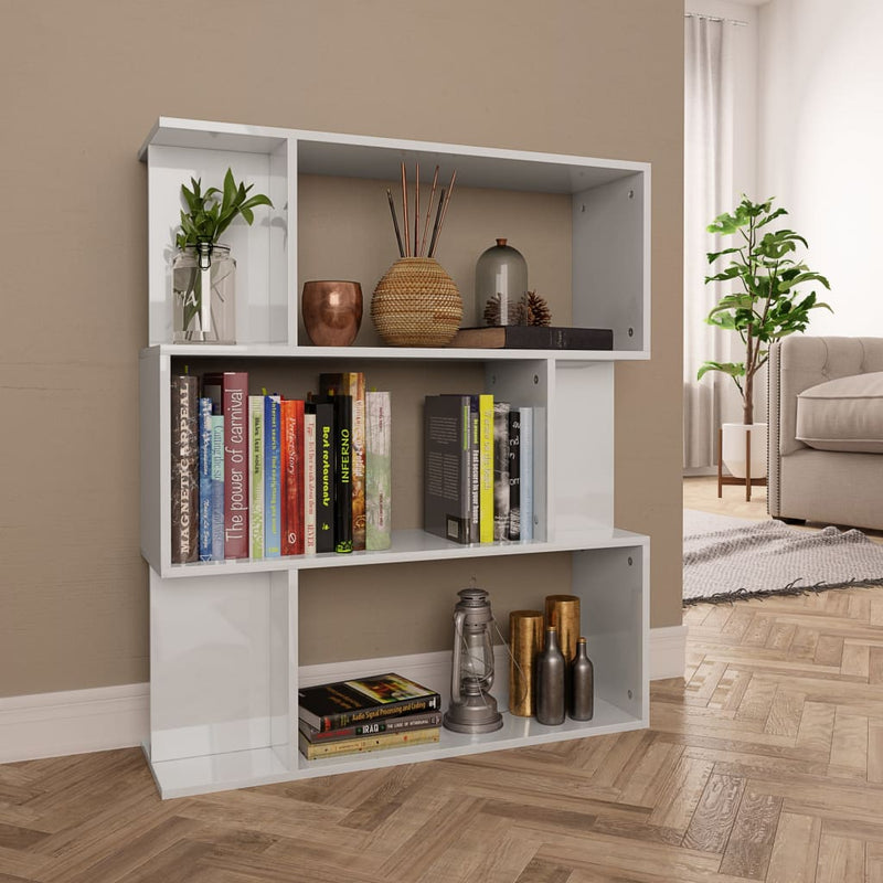 Book Cabinet/Room Divider High Gloss White 80x24x96 cm