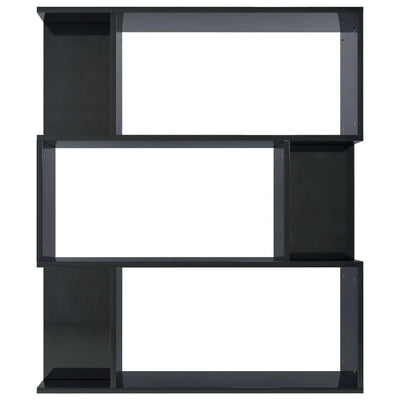 Book Cabinet/Room Divider High Gloss Black 80x24x96 cm