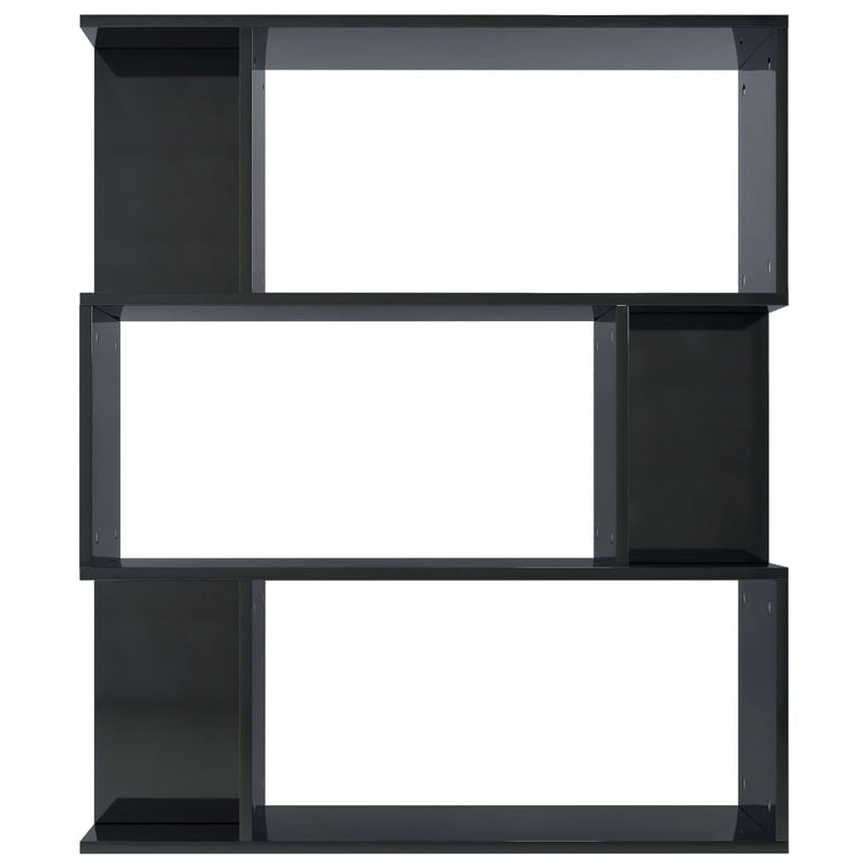 Book Cabinet/Room Divider High Gloss Black 80x24x96 cm