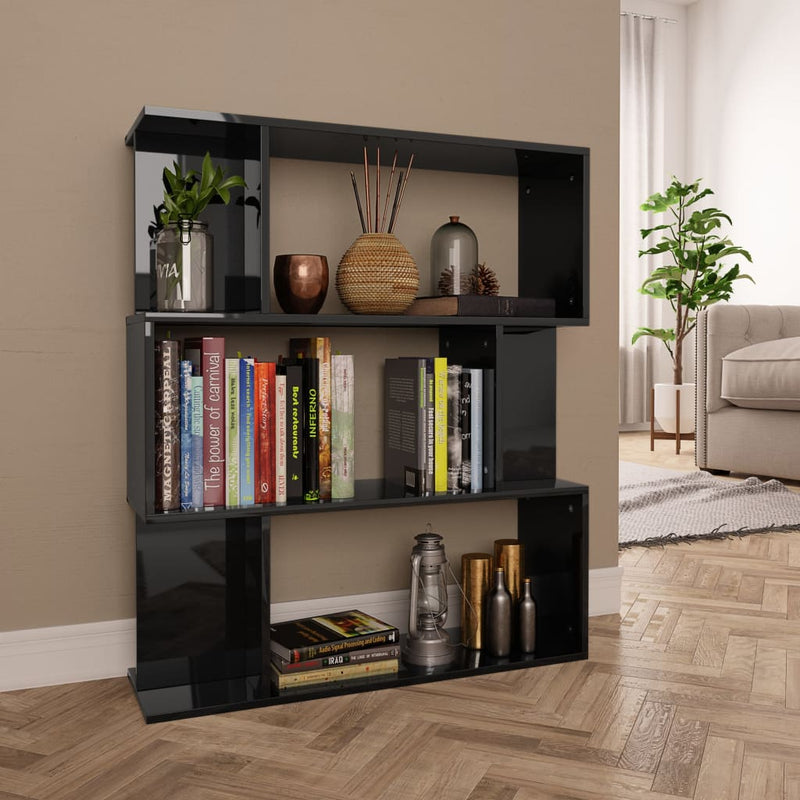 Book Cabinet/Room Divider High Gloss Black 80x24x96 cm