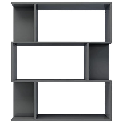 Book Cabinet/Room Divider High Gloss Grey 80x24x96 cm Engineered Wood